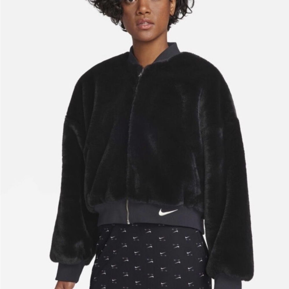 Nike Women's Luxurious Black Bomber Jacket reversible